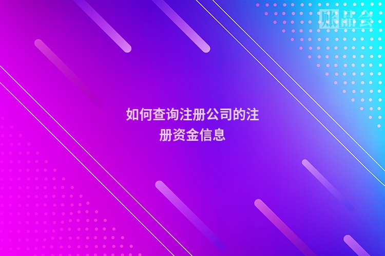 如何查询注册公司的注册资金信息