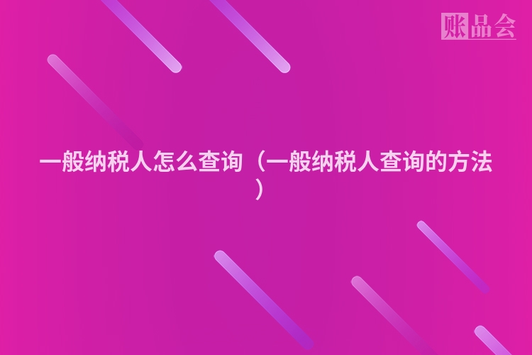 一般纳税人怎么查询(一般纳税人查询的方法)